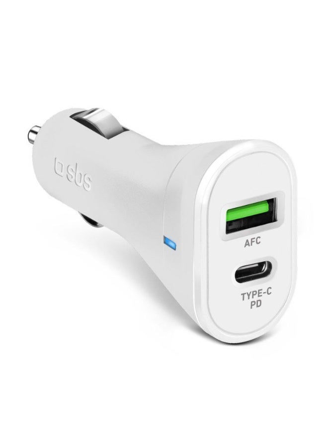 SBS Car Charger 20W Ultra Fast Charge with 2 Outputs (Type-C PD, USB) For Iphone And Android - Image 1